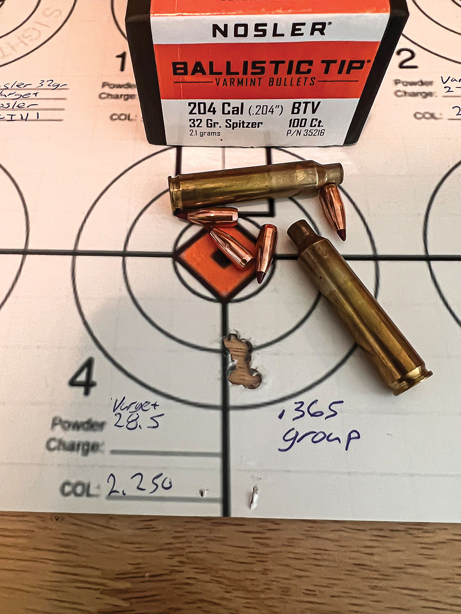 This group shows what this rifle and its components are capable of with good handloads.